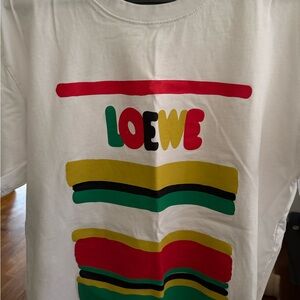 100% Real : Loewe ,  Graphic Logo Tee with Multicolor Stripes